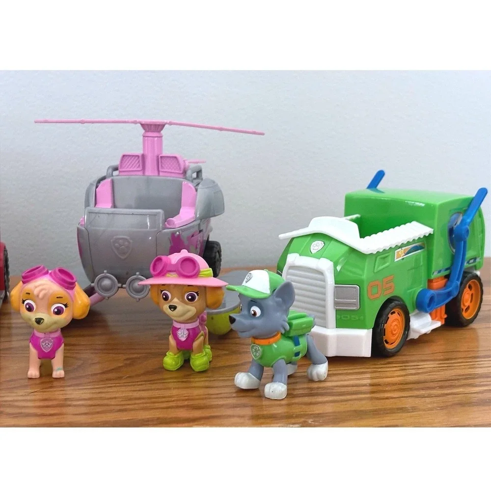Paw Patrol Toy Lot Rubble Zuma‎ Skye Rocky Figures and Vehicles 9pc Set